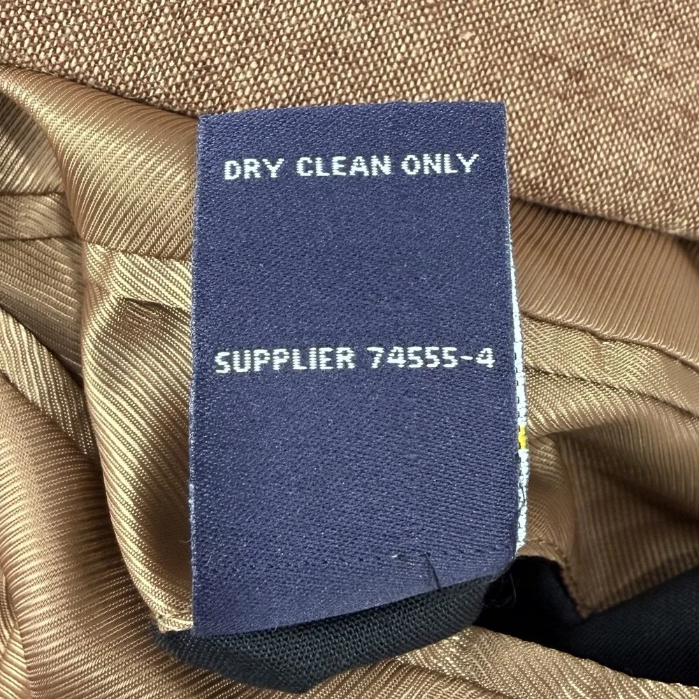 Stafford Linen Blazer Men's 50R Brown Classic Fit Signature Sport Coat Dual Vent
